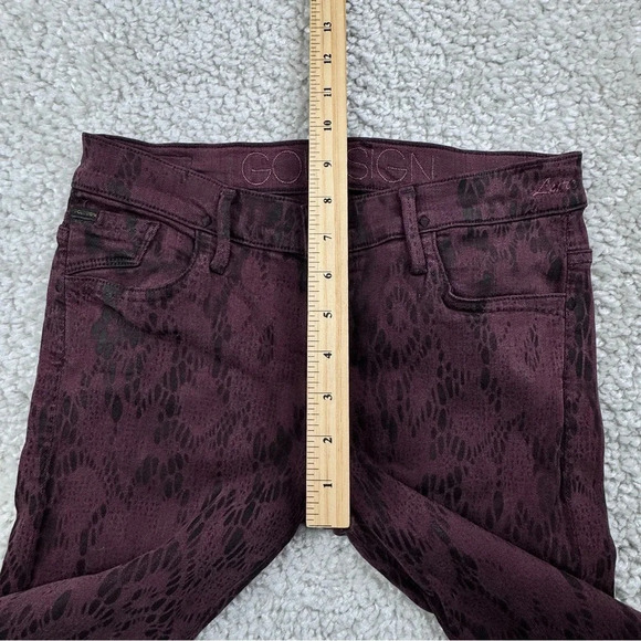 Goldsign Skinny Pants Jeans in Burgundy Animal Print. Size 27. Made in USA - Picture 11 of 15